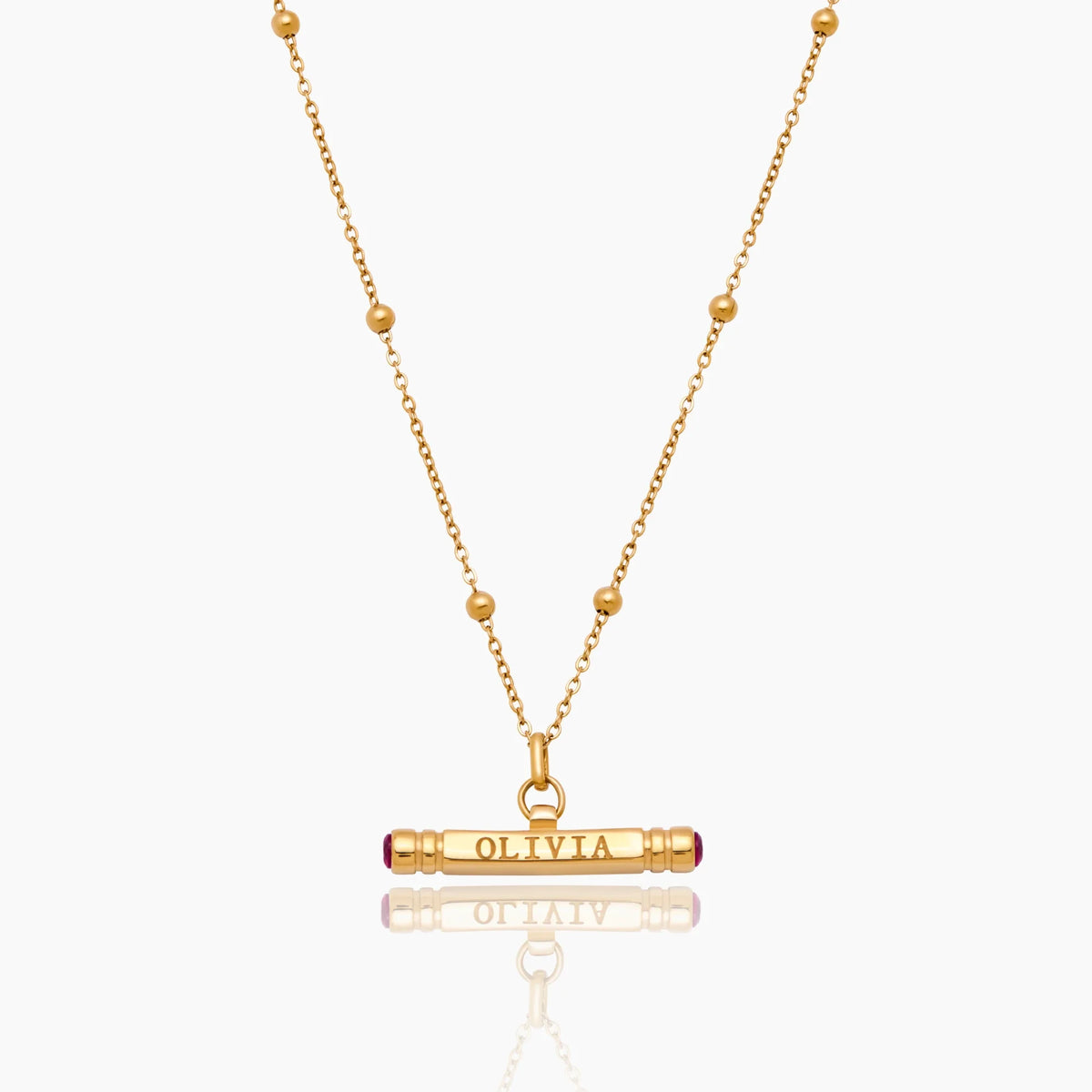 Name & Birthstone T-Bar Necklace