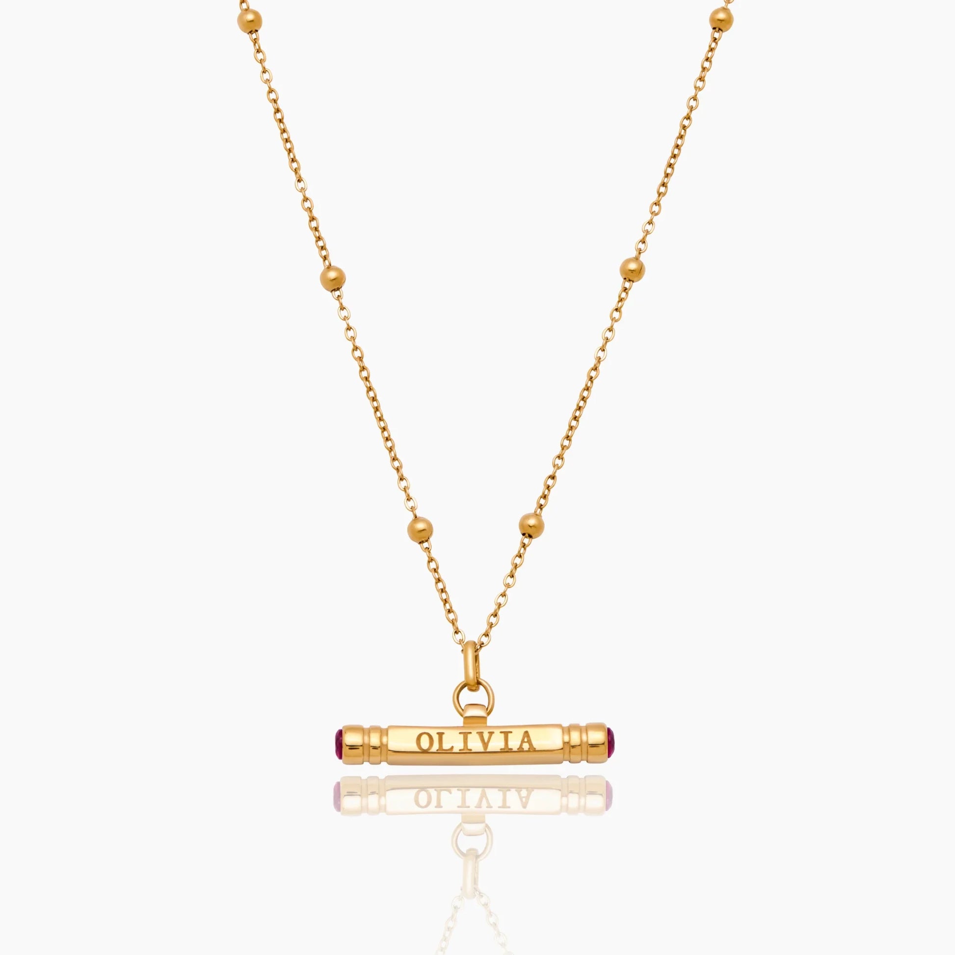 Name & Birthstone T-Bar Necklace