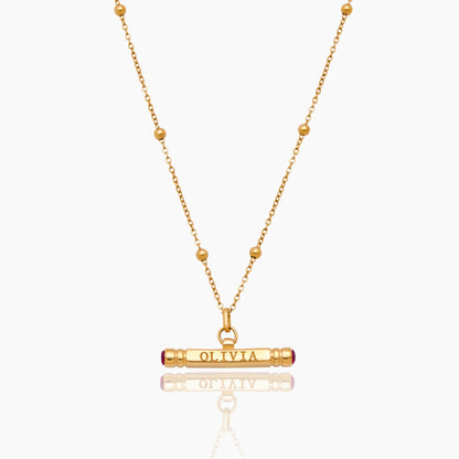 Name & Birthstone T-Bar Necklace