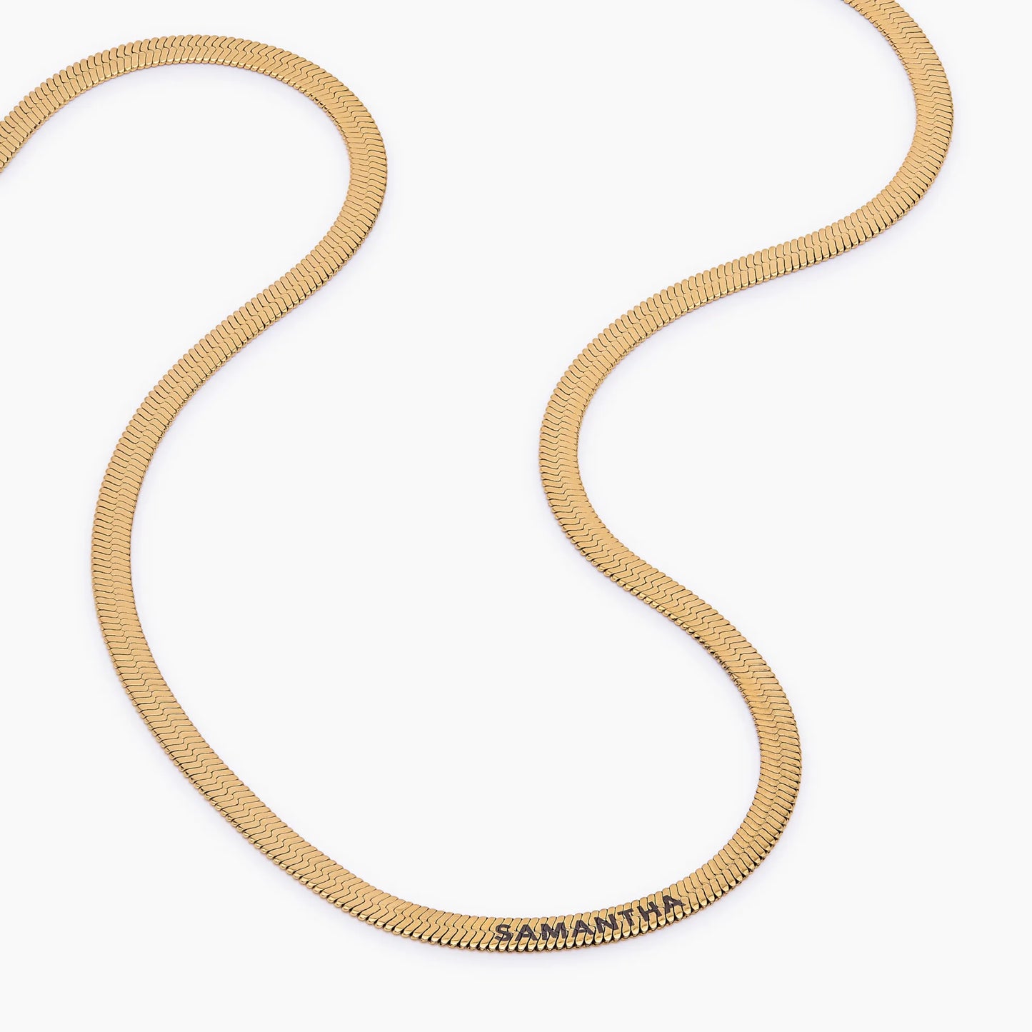 Engraved Herringbone Chain Necklace