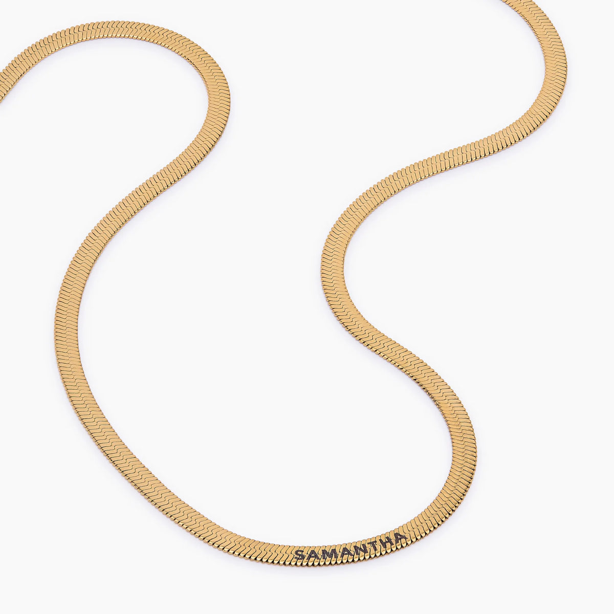 Engraved Herringbone Chain Necklace