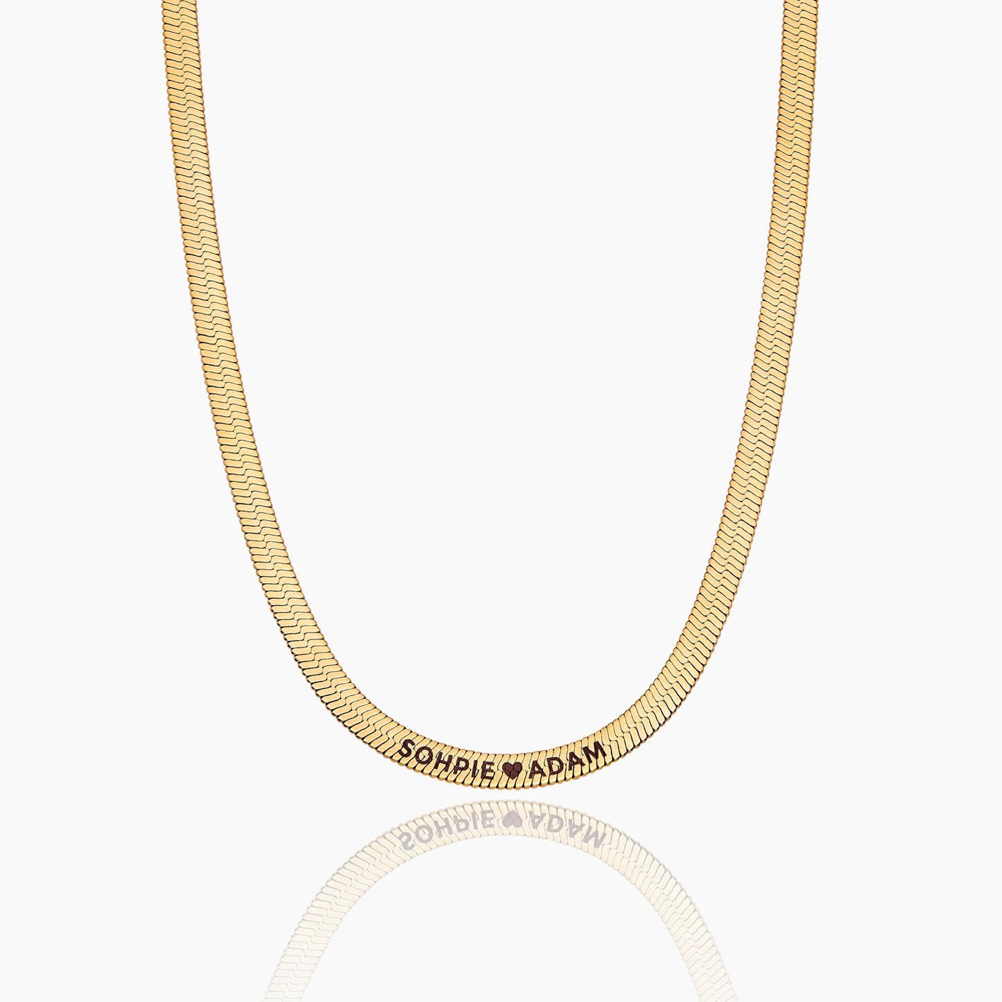 Engraved Herringbone Chain Necklace