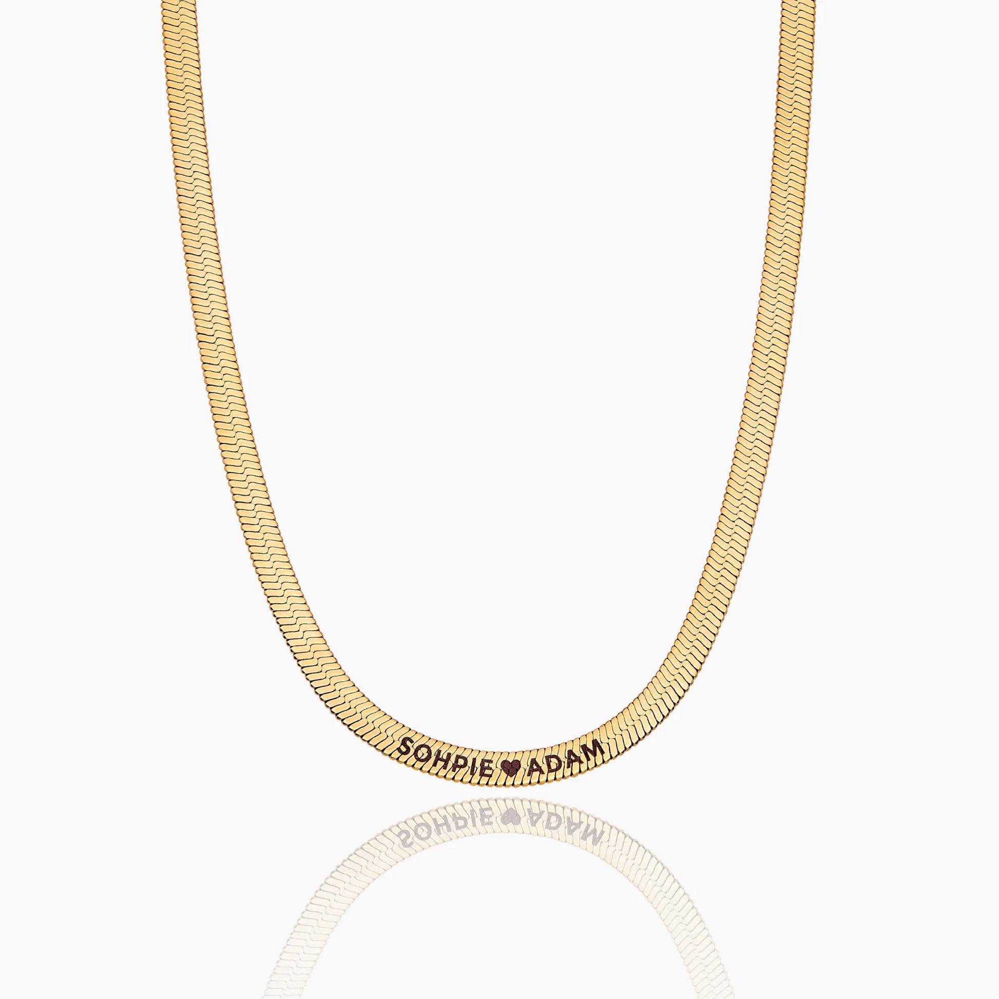 Engraved Herringbone Chain Necklace