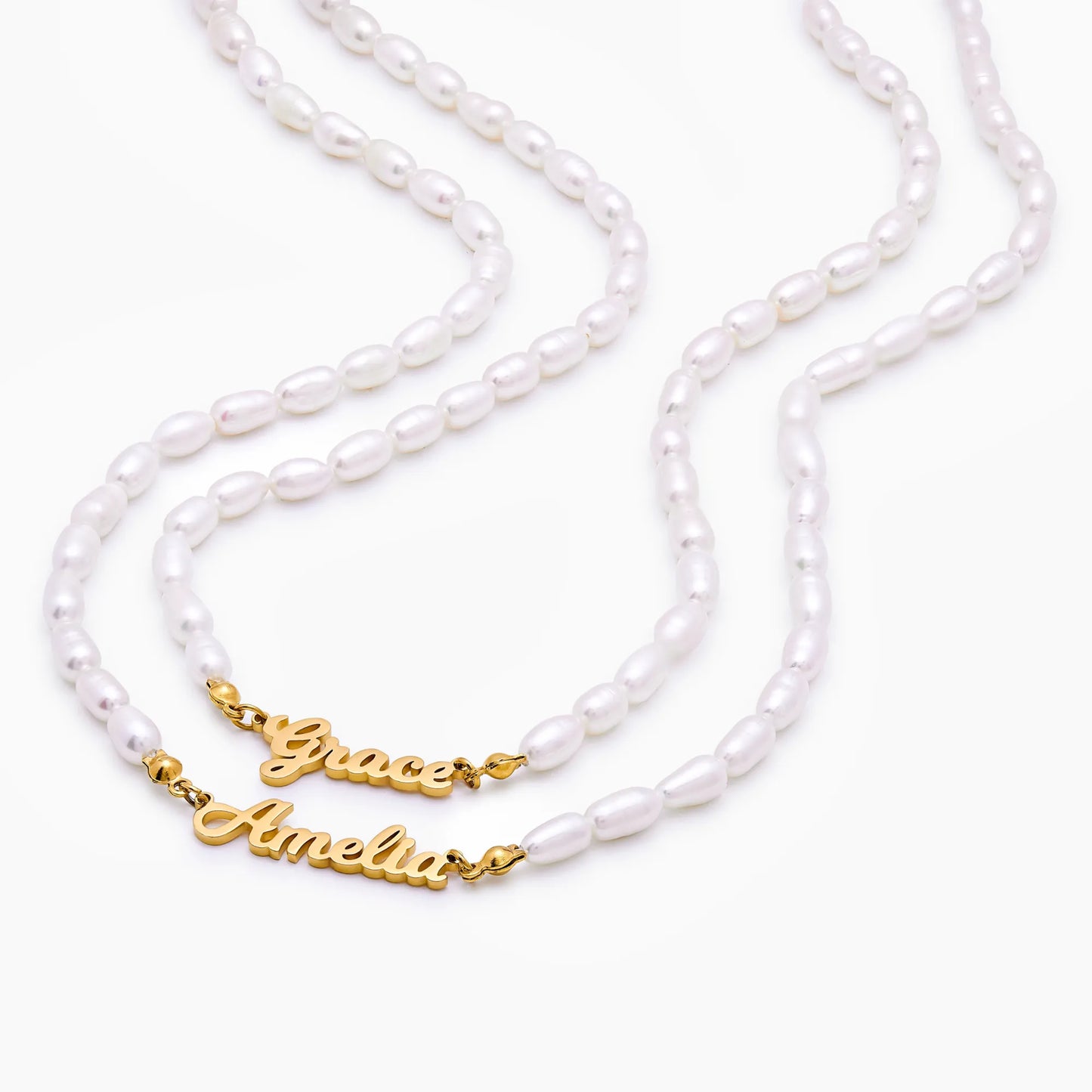 Bold Name Pearl Necklace