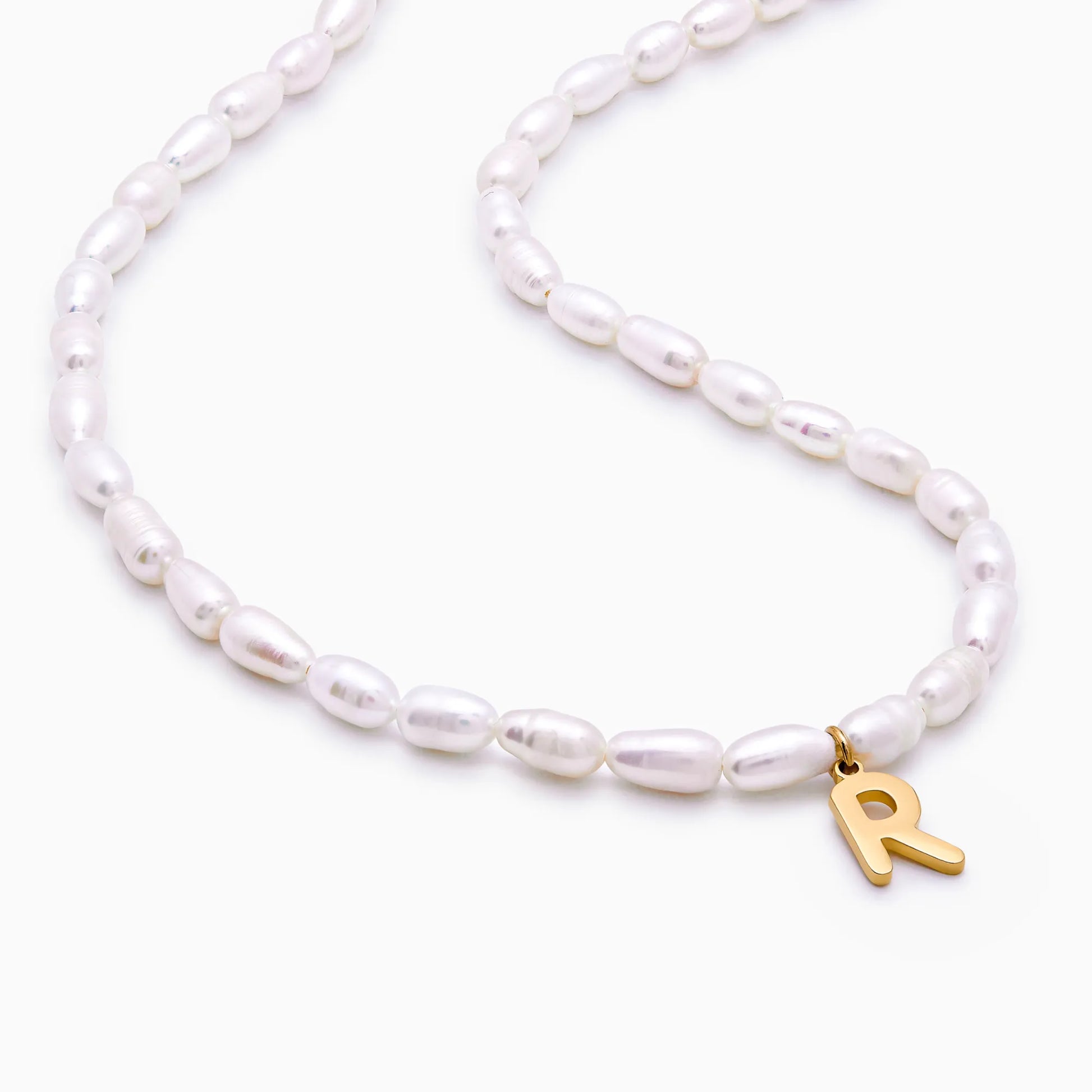 Bold Initial Pearl Necklace
