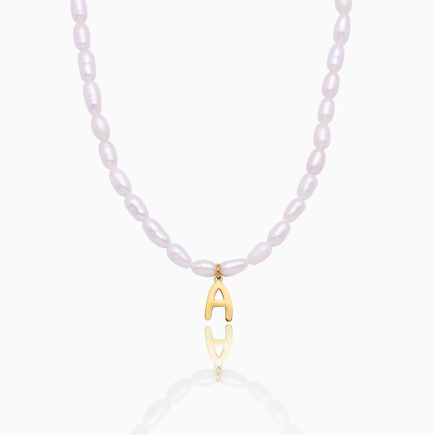 Bold Initial Pearl Necklace