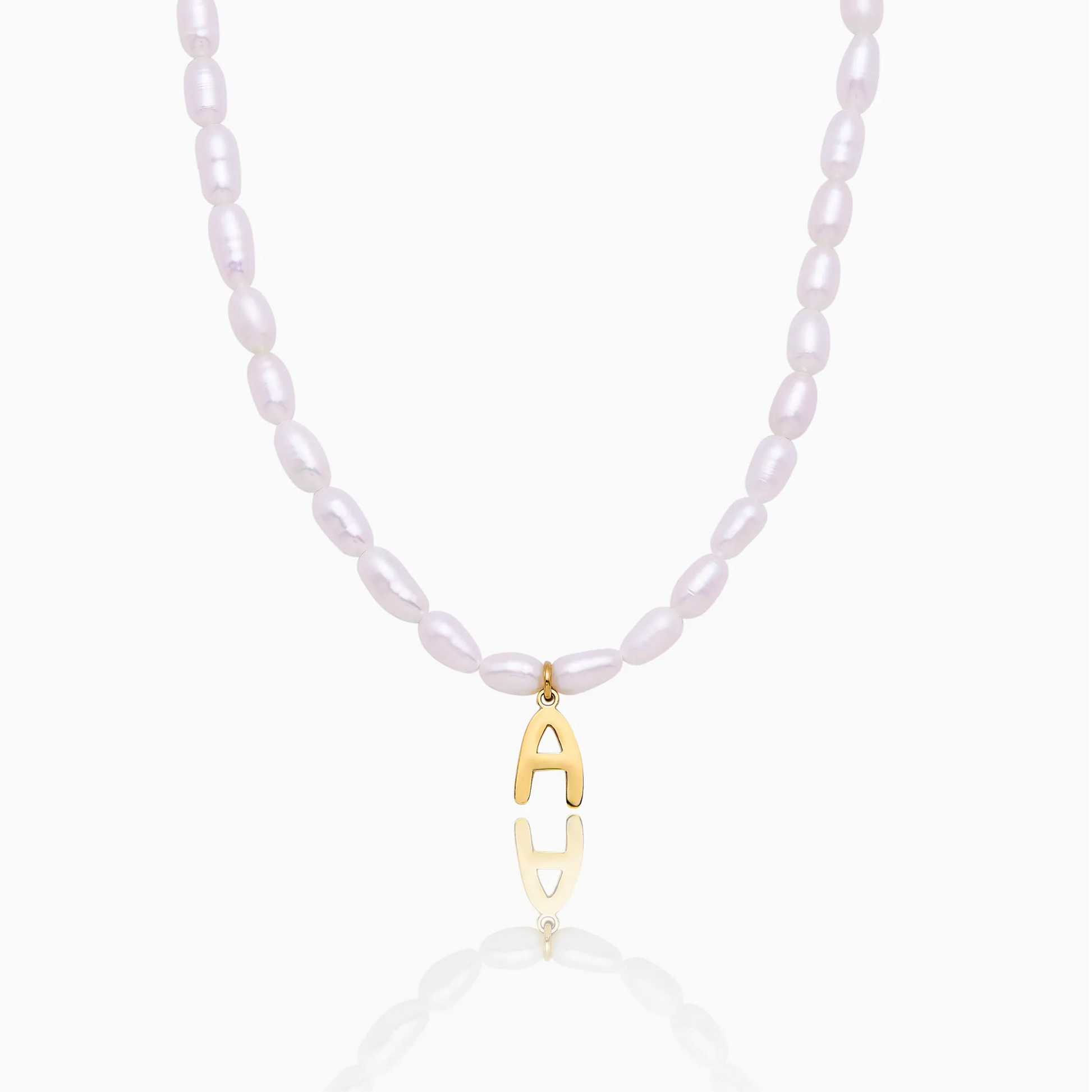 Bold Initial Pearl Necklace