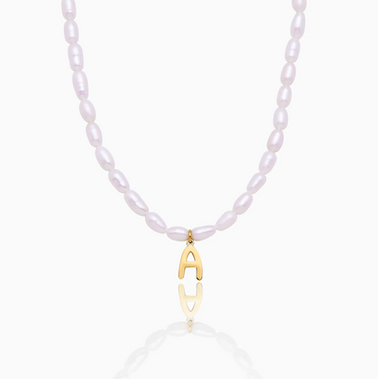 Bold Initial Pearl Necklace