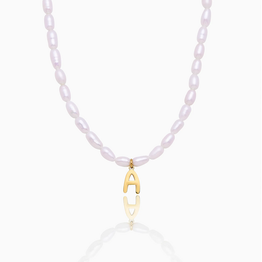 Bold Initial Pearl Necklace