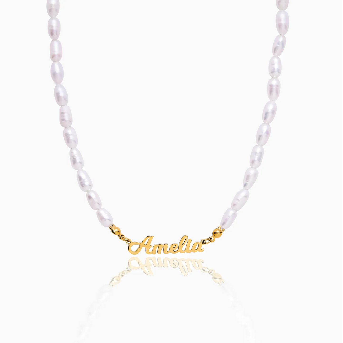 Bold Name Pearl Necklace