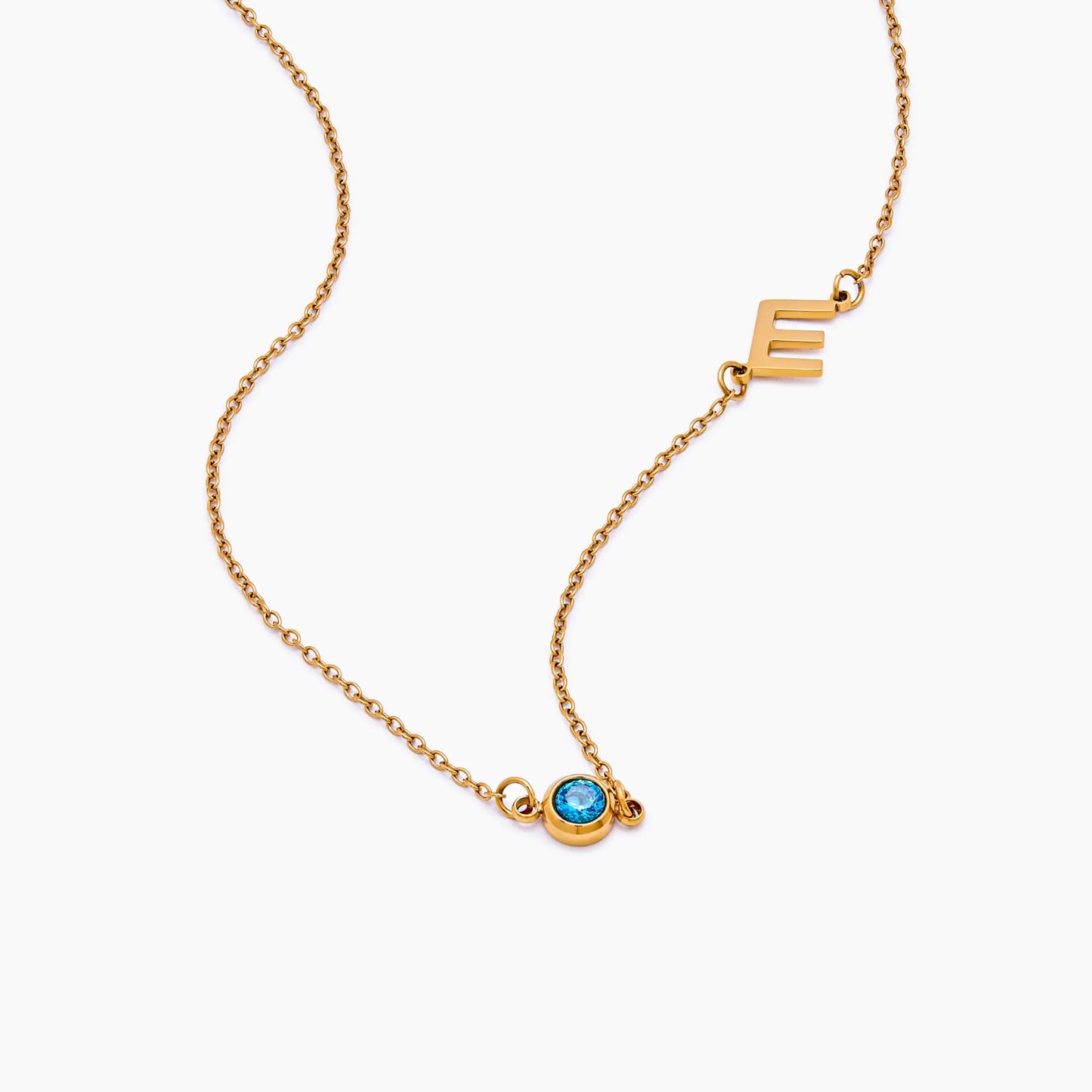 Offset Initial Birthstone Necklace