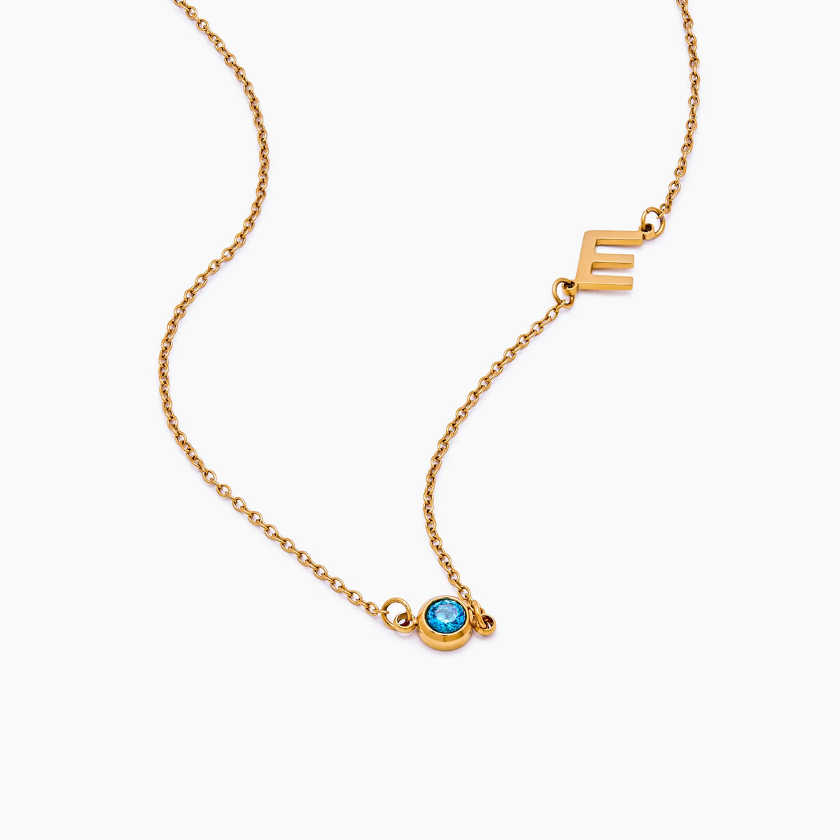 Offset Initial Birthstone Necklace