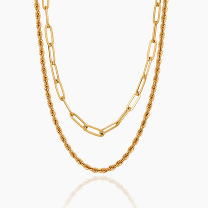 Paperclip & Rope Layered Necklace
