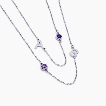 Offset Initial Birthstone Necklace