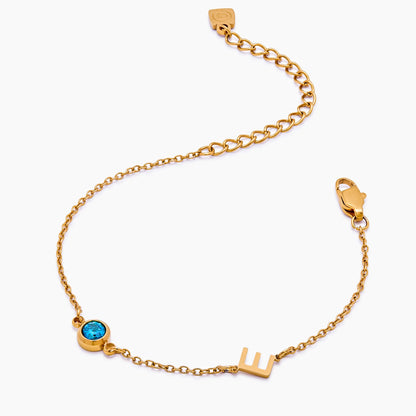 Offset Initial Birthstone Bracelet