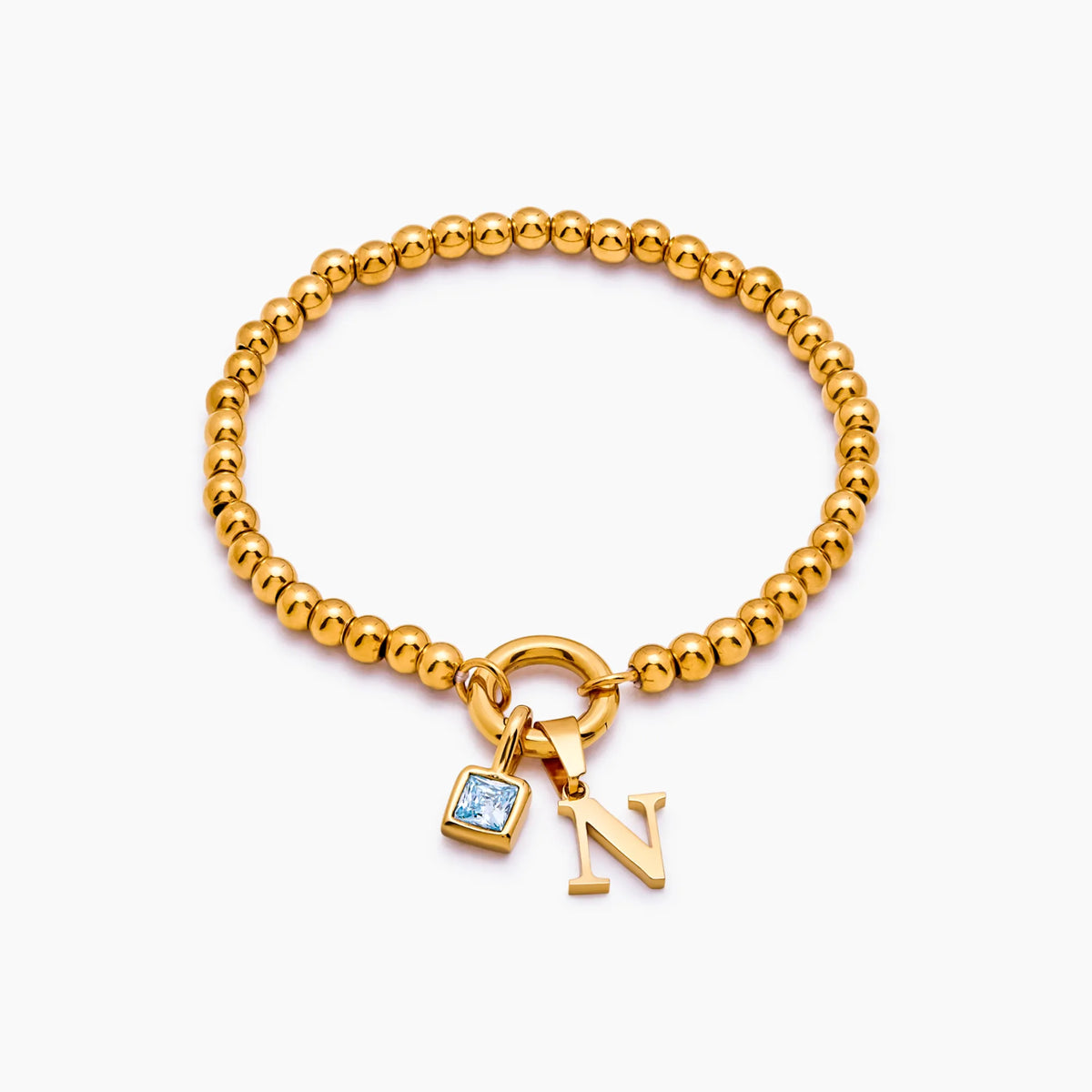 Pebble Initial Birthstone Bracelet