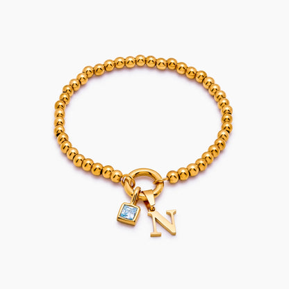 Pebble Initial Birthstone Bracelet