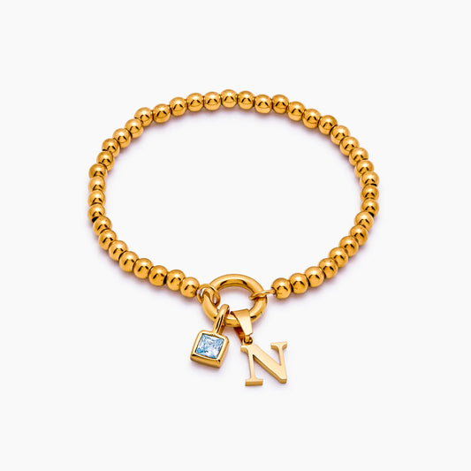 Pebble Initial Birthstone Bracelet