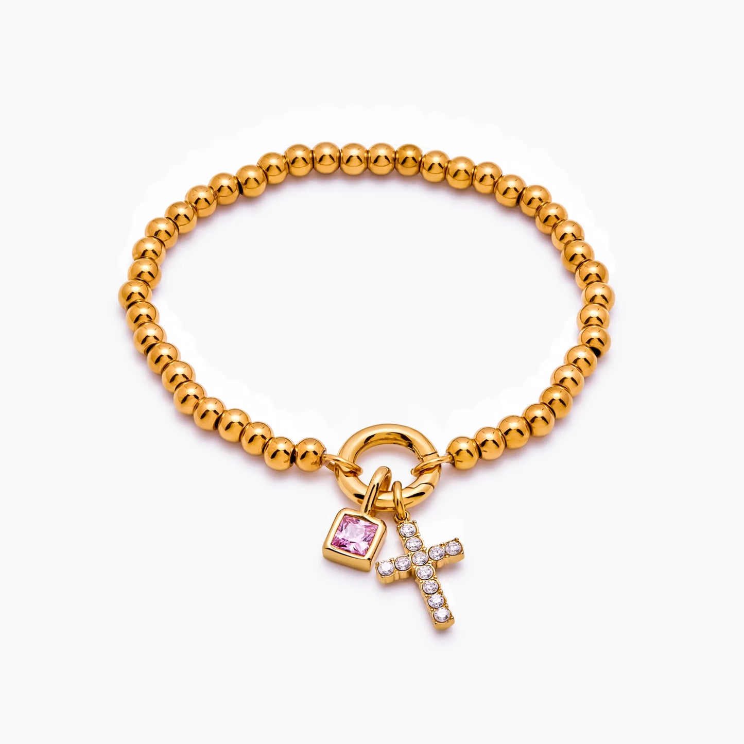 Pebble Cross Birthstone Bracelet