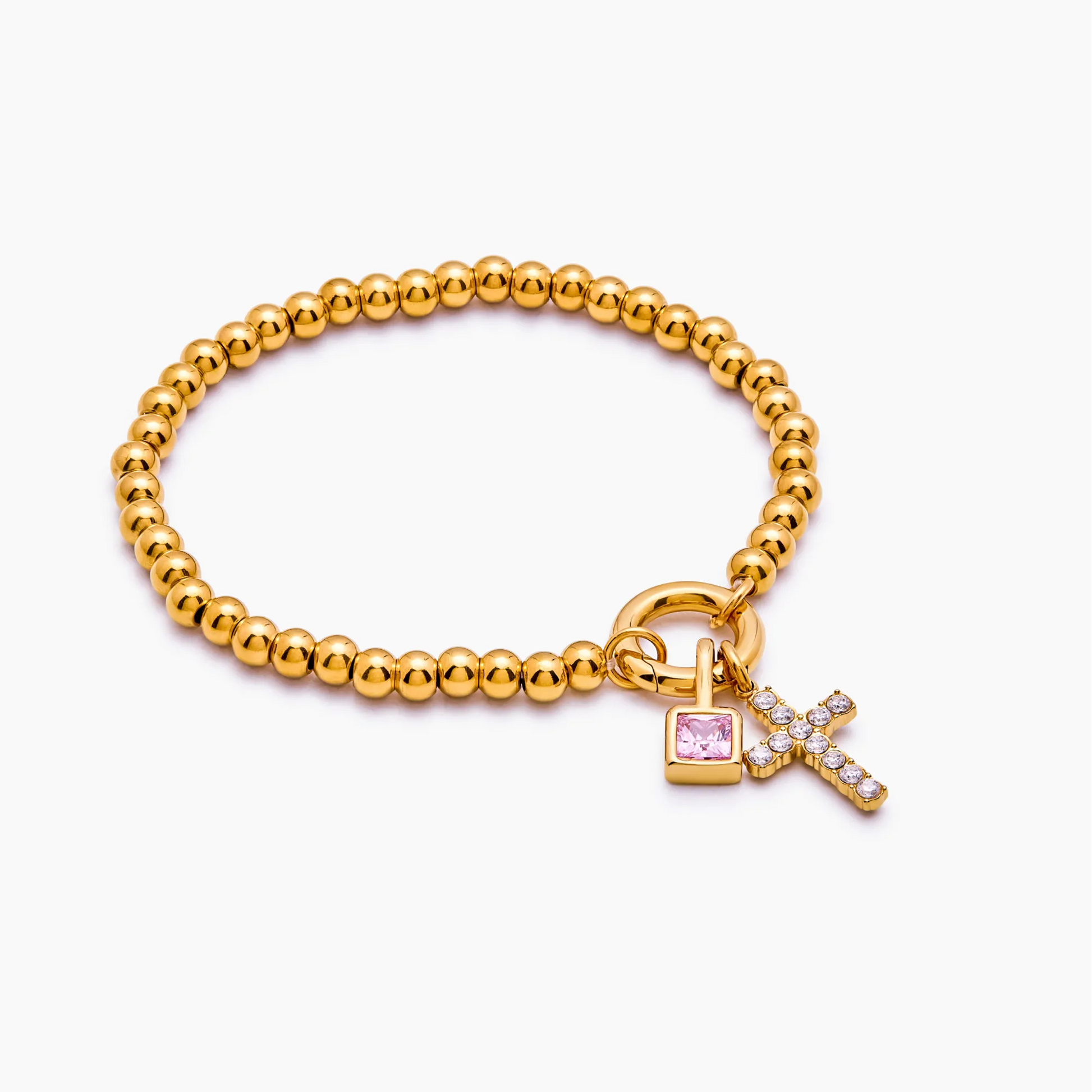 Pebble Cross Birthstone Bracelet