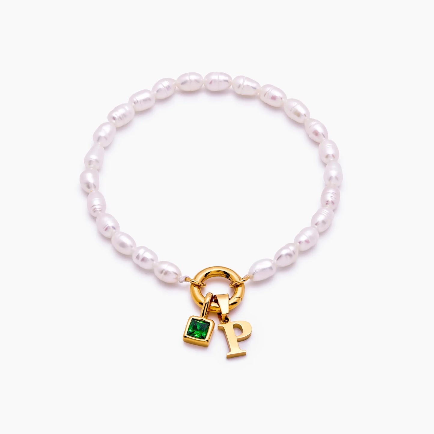 Pearl Initial & Birthstone Bracelet