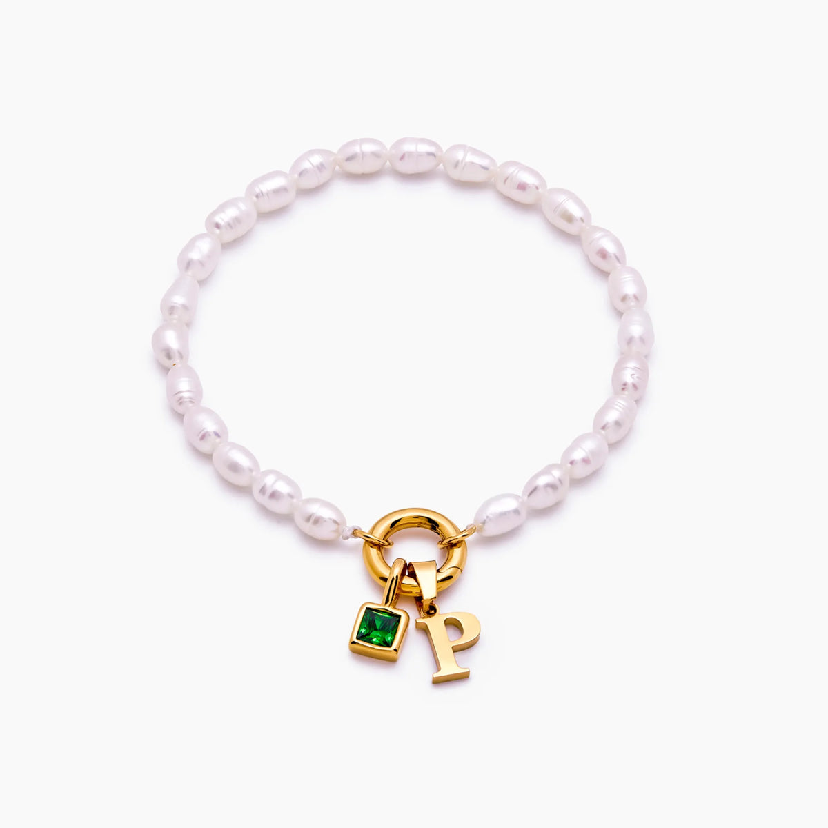 Pearl Initial & Birthstone Bracelet