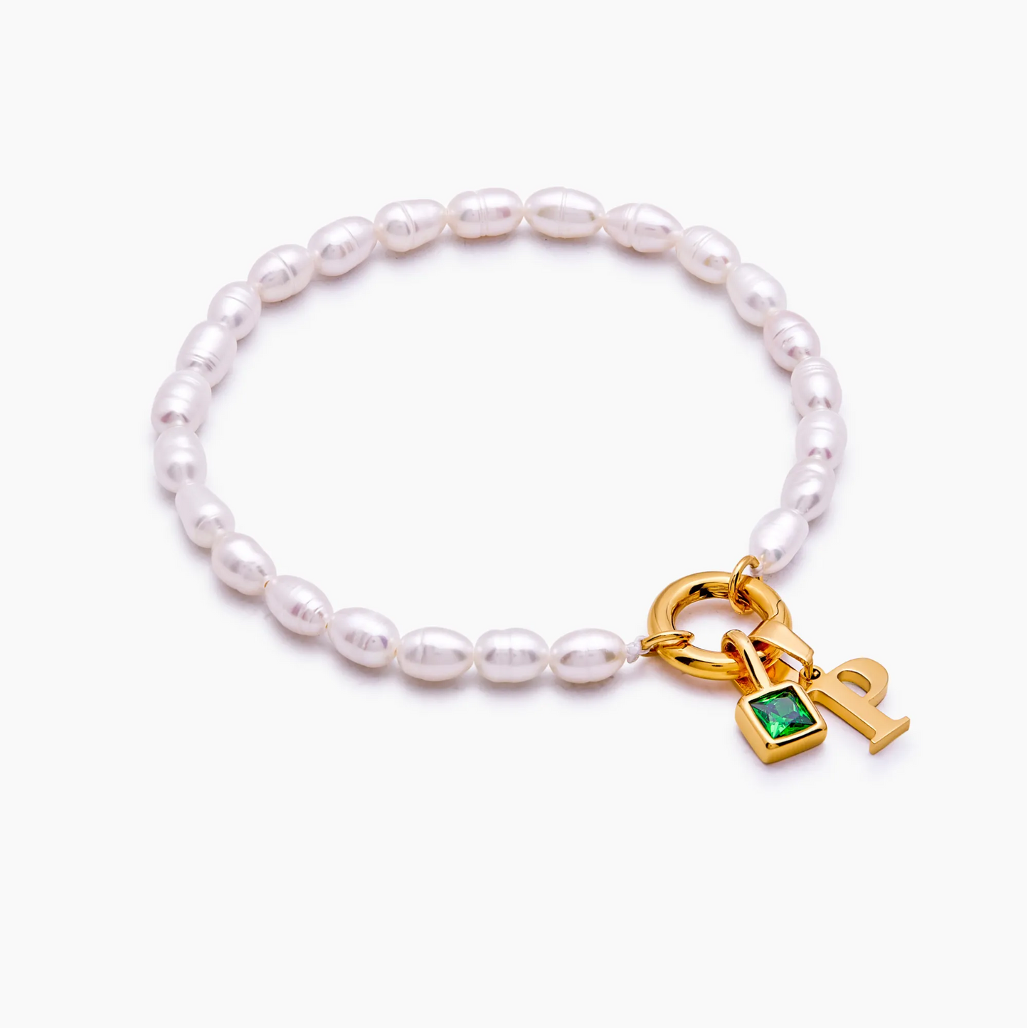 Pearl Initial & Birthstone Bracelet