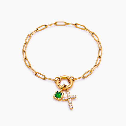 Paperclip Cross Pendant Bracelet