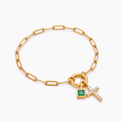 Paperclip Cross Pendant Bracelet