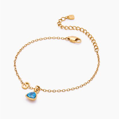 Birthstone & Letter Charm Bracelet