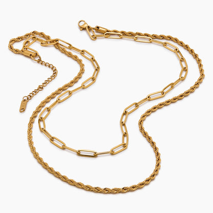 Paperclip & Rope Layered Necklace