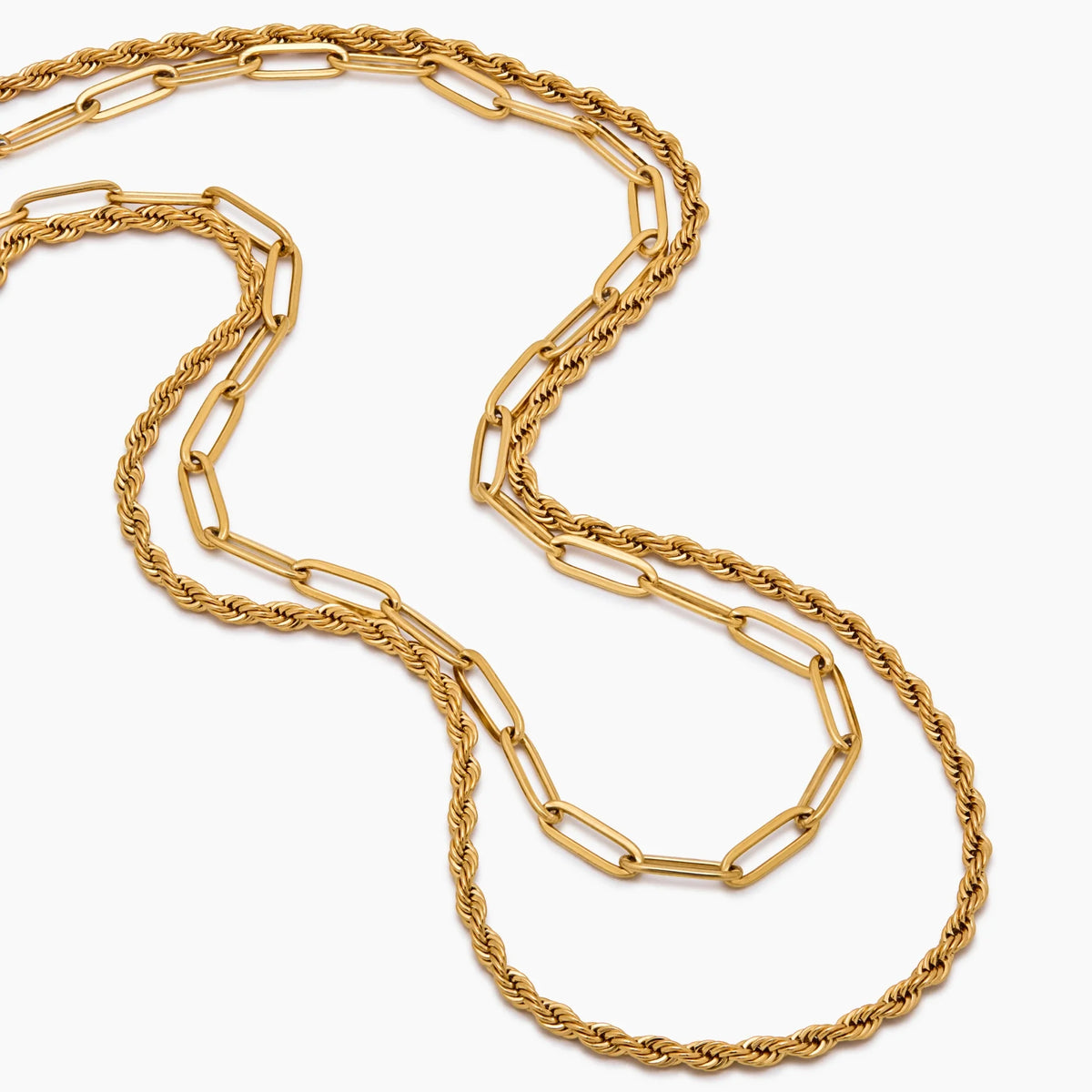 Paperclip & Rope Layered Necklace