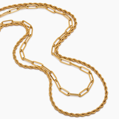 Paperclip & Rope Layered Necklace